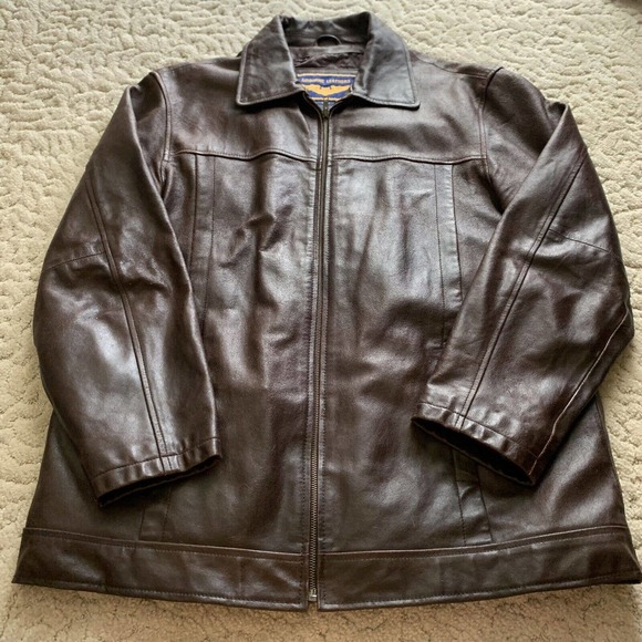 AIRBORNE Leather Jacket BROWN Coat Mens Large Vintage Please See Pictures - Picture 1 of 11